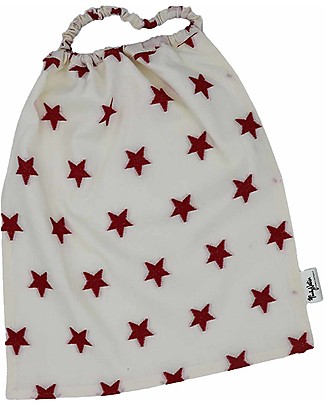 Family Nation Bavaglio con Elastico - Reversibile - Stelle Rosse - 100% Sostenibile e Made in Toscana - Perfetti per l'Asilo! Bavagli Con Elastico