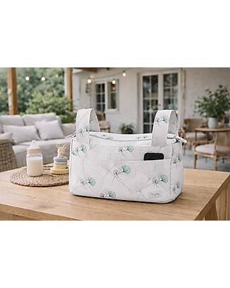 Family Nation Borsa Organizer per Passeggino - Ginkgo - Avorio - 100% Cotone - Compatibile con tutti i modelli di passeggino Borse e Organizer