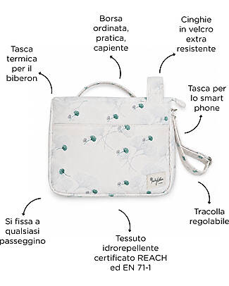 Family Nation Borsa Organizer per Passeggino - Ginkgo - Avorio - Compatibile con tutti i modelli di passeggino Borse e Organizer