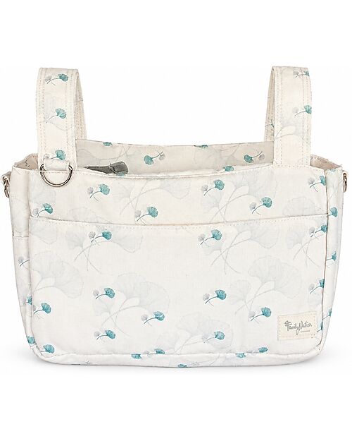 Family Nation Borsa Organizer per Passeggino - Ginkgo - Avorio - Cotone - Compatibile con tutti i modelli di passeggino Borse e Organizer