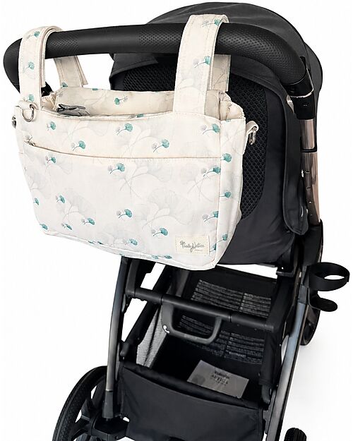 Family Nation Borsa Organizer per Passeggino - Ginkgo - Avorio - Cotone - Compatibile con tutti i modelli di passeggino Borse e Organizer