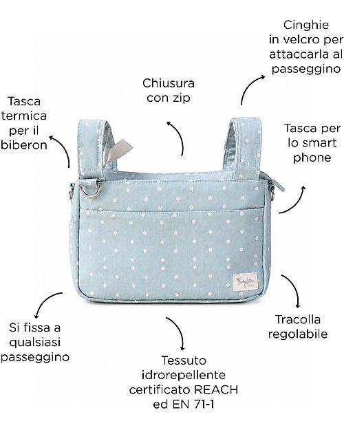 Family Nation Borsa Organizer per Passeggino - Quadrifoglio - Verde - Compatibile con tutti i modelli di passeggino Borse e Organizer