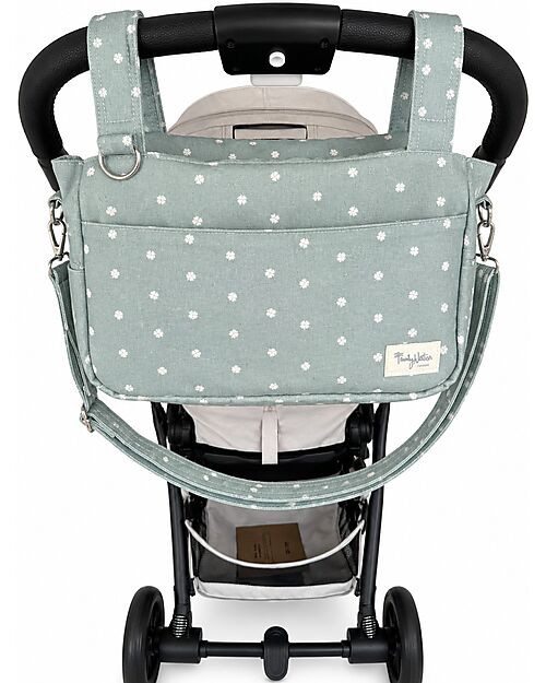 Family Nation Borsa Organizer per Passeggino - Quadrifoglio - Verde - Cotone - Compatibile con tutti i modelli di passeggino Borse e Organizer