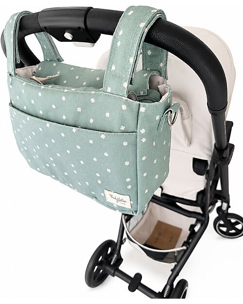 Family Nation Borsa Organizer per Passeggino - Quadrifoglio - Verde - Cotone - Compatibile con tutti i modelli di passeggino Borse e Organizer