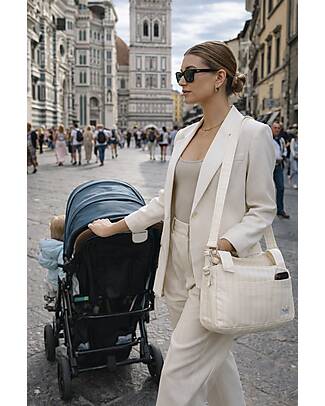 Family Nation Borsa Organizer per Passeggino - Righe - Beige - Compatibile con tutti i modelli di passeggino Borse e Organizer