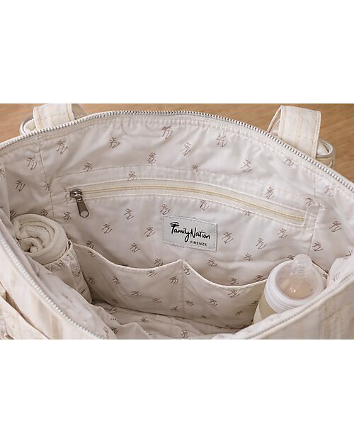 Family Nation Borsa Organizer per Passeggino - Righe - Beige - Compatibile con tutti i modelli di passeggino Borse e Organizer