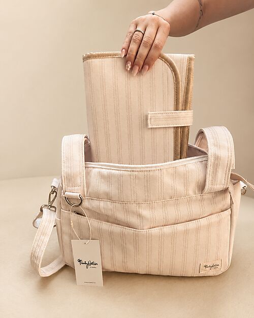 Family Nation Borsa Organizer per Passeggino - Righe - Beige - Compatibile con tutti i modelli di passeggino Borse e Organizer