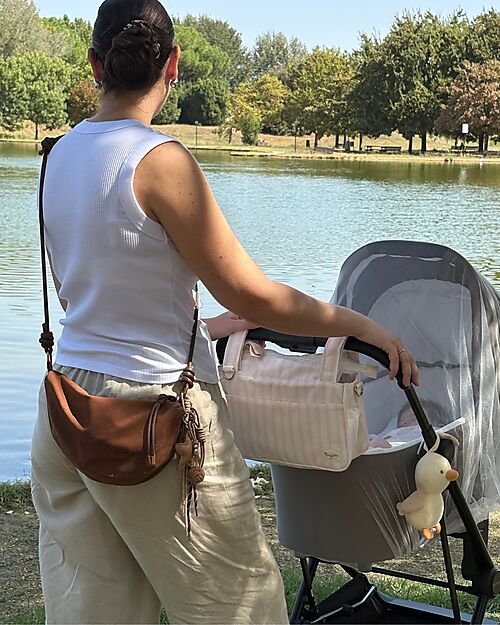 Family Nation Borsa Organizer per Passeggino - Righe - Beige - Compatibile con tutti i modelli di passeggino Borse e Organizer