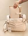 Family Nation Borsa Organizer per Passeggino - Righe - Beige - Cotone - Compatibile con tutti i modelli di passeggino Borse e Organizer