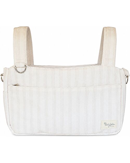 Family Nation Borsa Organizer per Passeggino - Righe - Beige - Cotone - Compatibile con tutti i modelli di passeggino Borse e Organizer