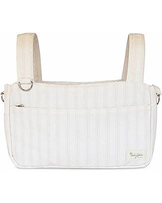 Family Nation Borsa Organizer per Passeggino - Righe - Beige - Cotone - Compatibile con tutti i modelli di passeggino Borse e Organizer