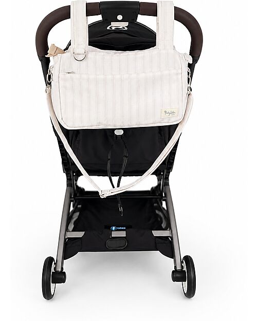 Family Nation Borsa Organizer per Passeggino - Righe - Beige - Cotone - Compatibile con tutti i modelli di passeggino Borse e Organizer