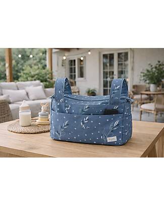 Family Nation Borsa Organizer per Passeggino - Ulivo - Blu - 100% Cotone - Compatibile con tutti i modelli di passeggino Borse e Organizer