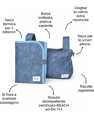 Family Nation Borsa Organizer per Passeggino - Ulivo - Blu - Compatibile con tutti i modelli di passeggino Borse e Organizer