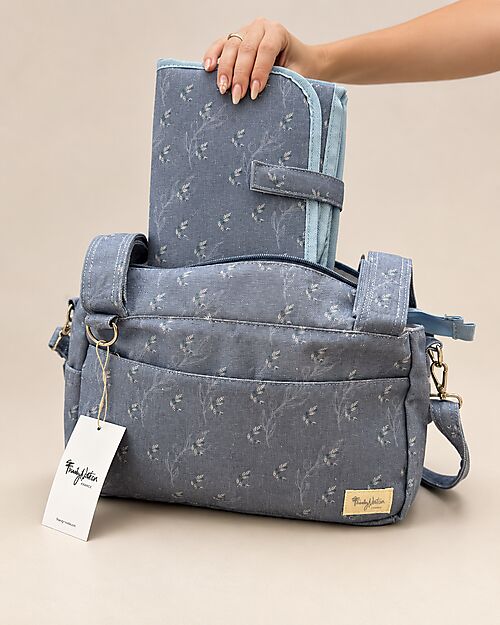 Family Nation Borsa Organizer per Passeggino - Ulivo - Blu - Cotone - Compatibile con tutti i modelli di passeggino Borse e Organizer