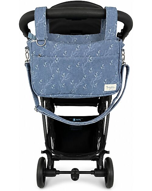 Family Nation Borsa Organizer per Passeggino - Ulivo - Blu - Cotone - Compatibile con tutti i modelli di passeggino Borse e Organizer