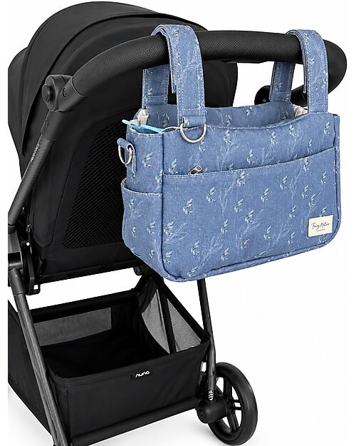 Family Nation Borsa Organizer per Passeggino - Ulivo - Blu - Cotone - Compatibile con tutti i modelli di passeggino Borse e Organizer