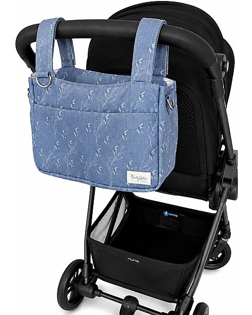 Family Nation Borsa Organizer per Passeggino - Ulivo - Blu - Cotone - Compatibile con tutti i modelli di passeggino Borse e Organizer