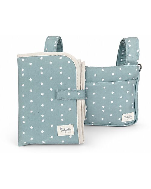 Family Nation Fasciatoio da Viaggio + Borsa Organizer Passeggino - Quadrifoglio - Verde - Impermeabile e Pieghevole Fasciatoi da Viaggio