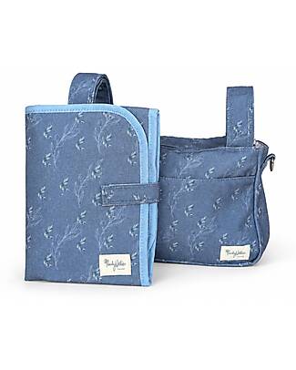 Family Nation Fasciatoio da Viaggio + Borsa Organizer Passeggino - Ulivo - Blu - Impermeabile e Pieghevole Fasciatoi da Viaggio