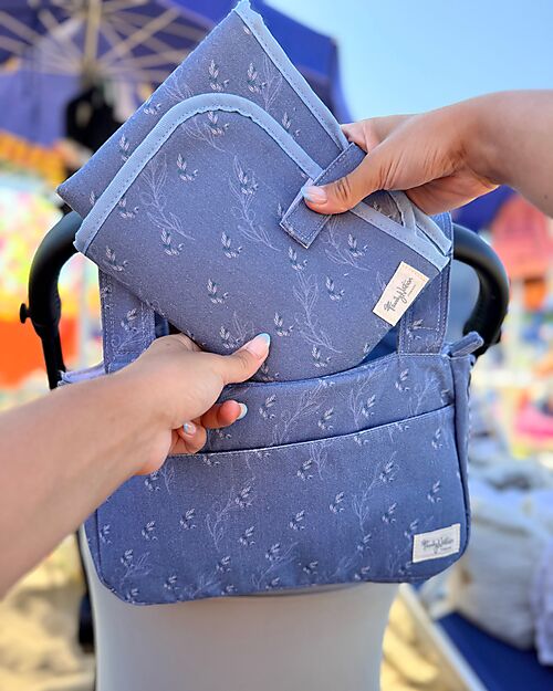 Family Nation Fasciatoio da Viaggio + Borsa Organizer Passeggino - Ulivo - Blu - Impermeabile e Pieghevole Fasciatoi da Viaggio