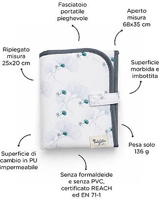 Family Nation Fasciatoio da Viaggio - Ginkgo - Avorio - Impermeabile e Pieghevole Fasciatoi da Viaggio