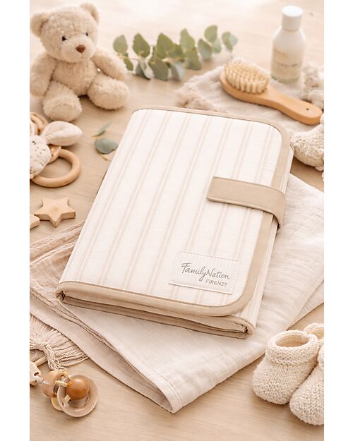 Family Nation Fasciatoio da Viaggio - Righe - Beige - Impermeabile e Pieghevole Fasciatoi da Viaggio