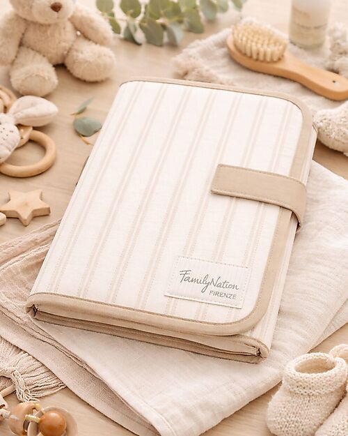 Family Nation Fasciatoio da Viaggio - Righe - Beige - Impermeabile e Pieghevole Fasciatoi da Viaggio