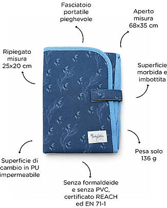 Family Nation Fasciatoio da Viaggio - Ulivo - Blu - Impermeabile e Pieghevole Fasciatoi da Viaggio