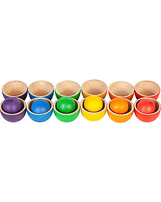 Family Nation Grapat - Ciotole e Palline Grandi + Abel - Blocchi in Legno Giochi Montessoriani
