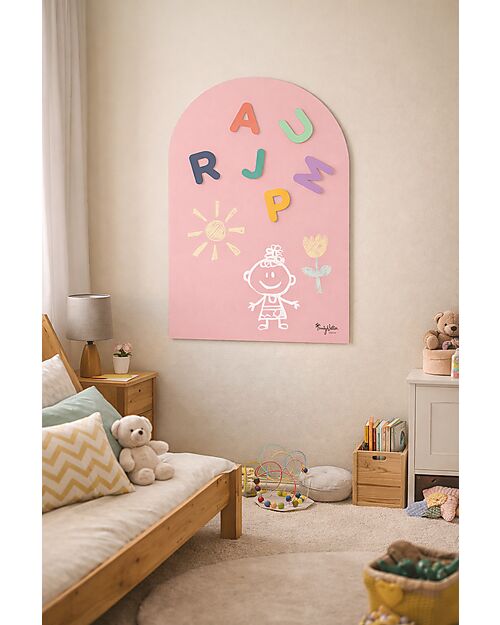 Family Nation Lavagna Magnetica da Parete MagneKids™ - Arco - 95x60 cm - Rosa Antico - Installazione Facile Senza Fori Giochi Magnetici
