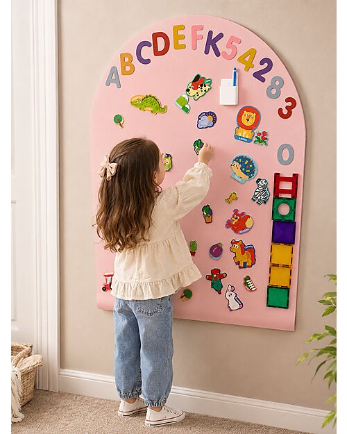 Family Nation Lavagna Magnetica da Parete MagneKids™ - Arco - 95x60 cm - Rosa Antico - Installazione Facile Senza Fori Giochi Magnetici