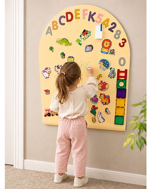 Family Nation Lavagna Magnetica da Parete MagneKids™ - Arco - 95x60 cm - Sabbia - Installazione Facile Senza Fori Giochi Magnetici