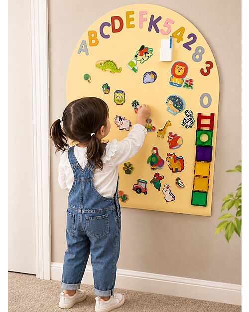 Family Nation Lavagna Magnetica da Parete MagneKids™ - Arco - 95x60 cm - Sabbia - Installazione Facile Senza Fori Giochi Magnetici