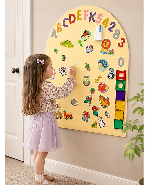 Family Nation Lavagna Magnetica da Parete MagneKids™ - Arco - 95x60 cm - Sabbia - Installazione Facile Senza Fori Giochi Magnetici