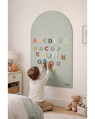 Family Nation Lavagna Magnetica da Parete MagneKids™ - Arco - 95x60 cm - Verde Salvia - Installazione Facile Senza Fori Giochi Magnetici