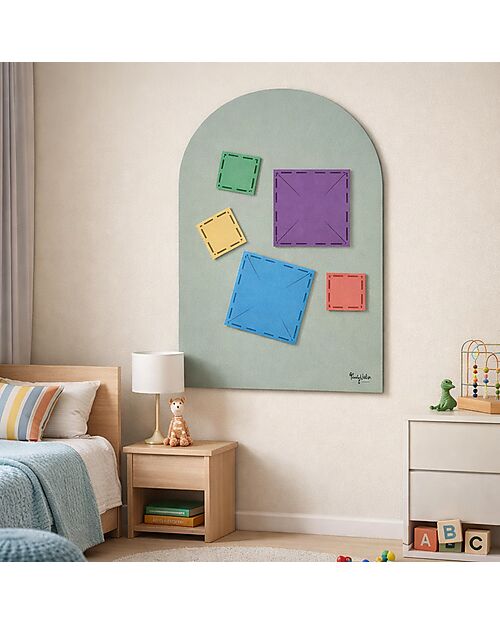 Family Nation Lavagna Magnetica da Parete MagneKids™ - Arco - 95x60 cm - Verde Salvia - Installazione Facile Senza Fori Giochi Magnetici
