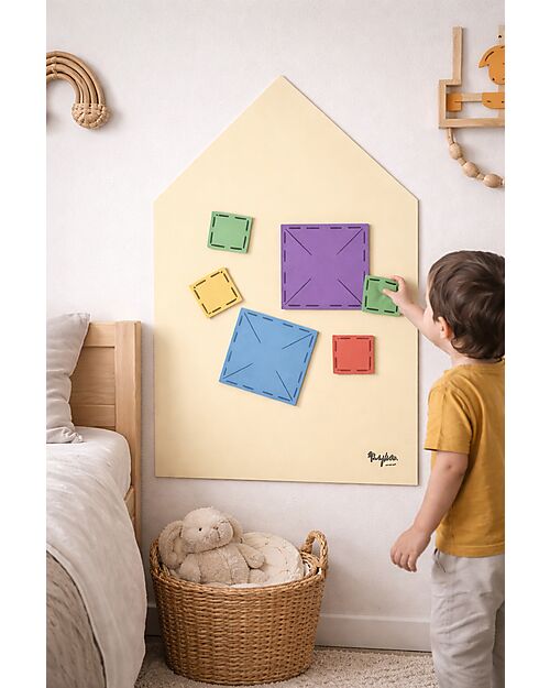 Family Nation Lavagna Magnetica da Parete MagneKids™ - Casetta - 70x44 cm - Sabbia - Installazione Facile Senza Fori Giochi Magnetici