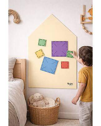 Family Nation Lavagna Magnetica da Parete MagneKids™ - Casetta - 70x44 cm - Sabbia - Installazione Facile Senza Fori Giochi Magnetici