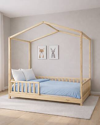 Family Nation Letto Montessori Evolutivo Evi 4 in 1 - 140x70 cm - Tutto Incluso - Convertibile in Divano Letti Montessoriani