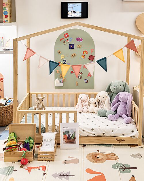 Family Nation Letto Montessori Evolutivo Evi 4 in 1 - 140x70 cm - Tutto Incluso - Convertibile in Divano Letti Montessoriani