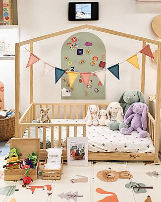 Family Nation Letto Montessori Evolutivo Evi 4 in 1 - 140x70 cm - Tutto Incluso - Convertibile in Divano Letti Montessoriani