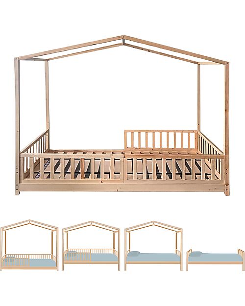 Family Nation Letto Montessori Evolutivo Evi 4 in 1 - 200x90 cm - Tutto incluso - dalla Nascita a 99 anni Letti Montessoriani