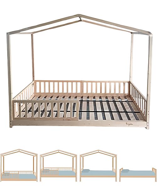 Family Nation Letto Montessori Evolutivo Evi 4 in 1 - 200x90 cm - Tutto incluso - dalla Nascita a 99 anni Letti Montessoriani