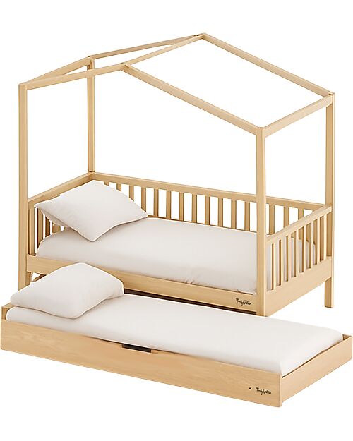 Family Nation Letto Montessori Evolutivo Evi 4 in 1 200x90 + Letto Estraibile/Cassetto + Materasso Anti Acaro 14 cm + Materasso per Cassetto 11 cm Letti Montessoriani