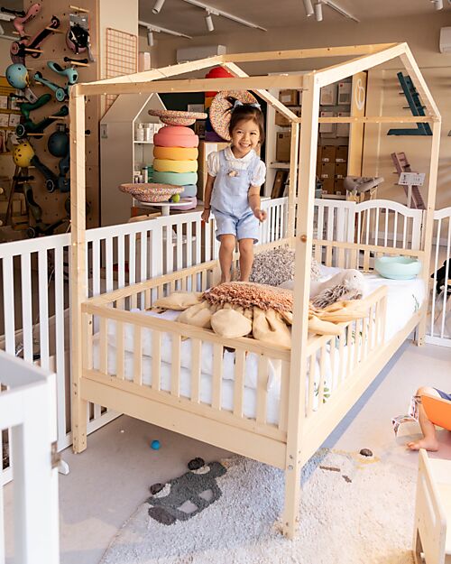 Family Nation Letto Montessori Evolutivo Evi 4 in 1 + Letto Estraibile Montessori e Cassetto Contenitore 2-in-1 Evi - Tutto Incluso - 200 x 90 cm - dalla Nascita a 99 anni Letti Montessoriani