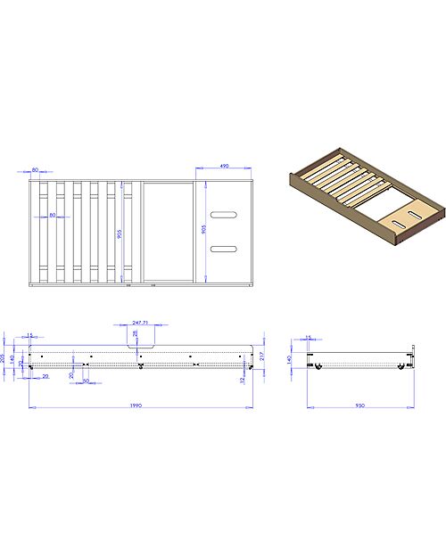 Family Nation Letto Montessori Evolutivo Evi 4 in 1 + Letto Estraibile Montessori e Cassetto Contenitore 2-in-1 Evi - Tutto Incluso - 200 x 90 cm - dalla Nascita a 99 anni Letti Montessoriani