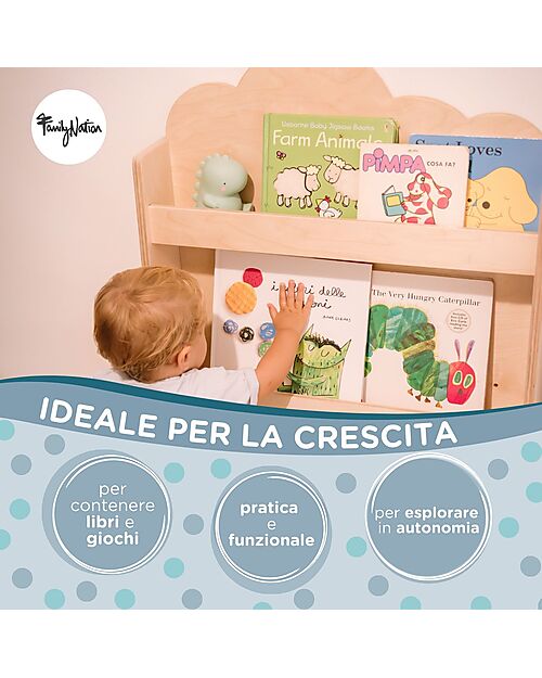 Family Nation Libreria Montessori Frontale - Cloud - Legno di Betulla - Natural Librerie Montessoriane