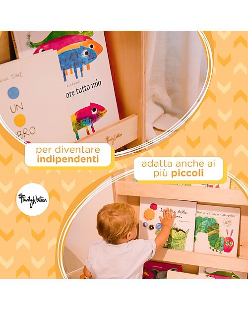 Family Nation Libreria Montessori Frontale - Cloud - Legno di Betulla - Natural + Sedia Montessori Evolutiva - Natural - Legno di Betulla - Cresce Con Il Tuo Bambino Librerie Montessoriane