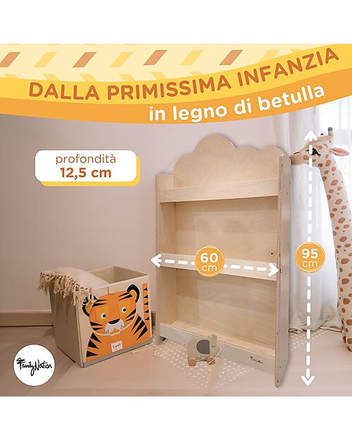 Family Nation Libreria Montessori Frontale - Cloud - Legno di Betulla - Natural + Sedia Montessori Evolutiva - Natural - Legno di Betulla - Cresce Con Il Tuo Bambino Librerie Montessoriane